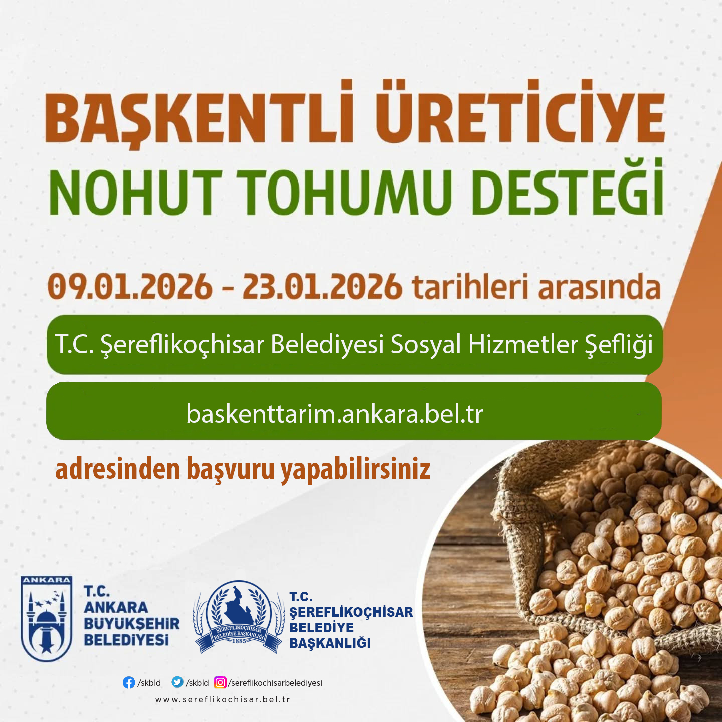 Nohut Tohumu Desteği Başvuruları Başladı