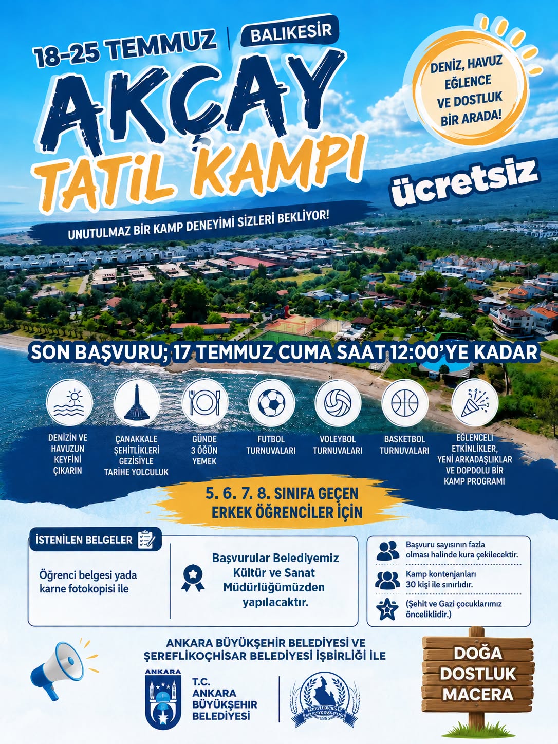 Akçay Tatil Kampı için başvurular başladı