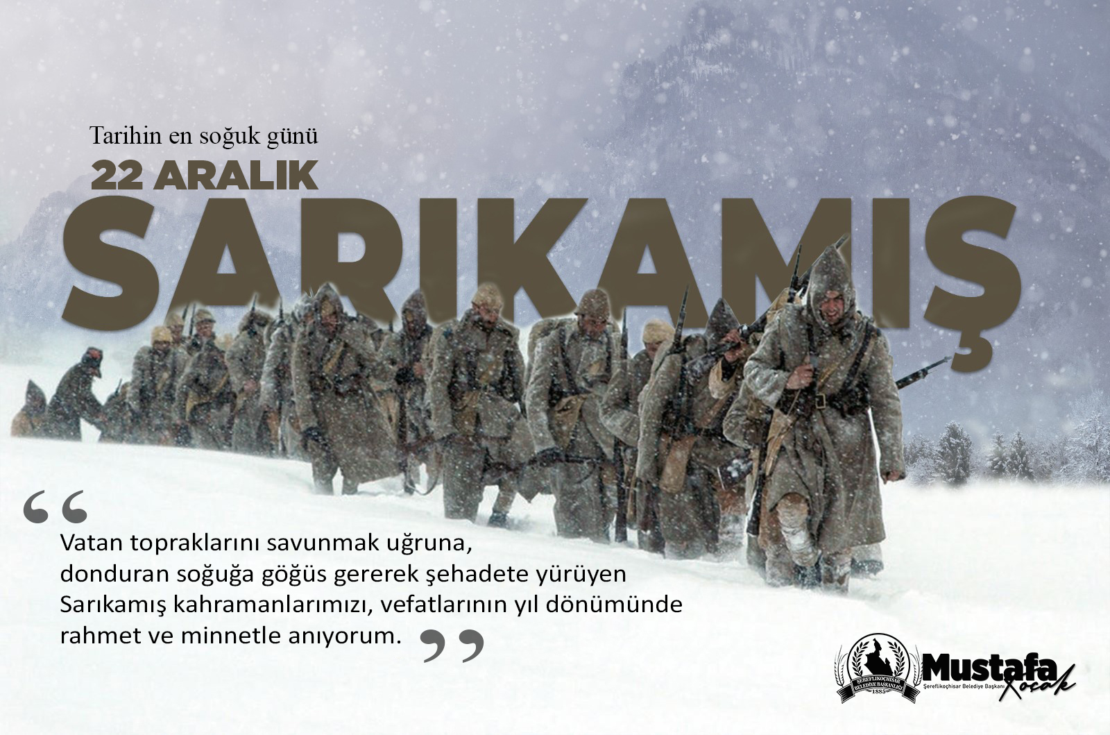 Başkanımız Mustafa Koçak'tan Sarıkamış Şehitleri İçin Anma Mesajı