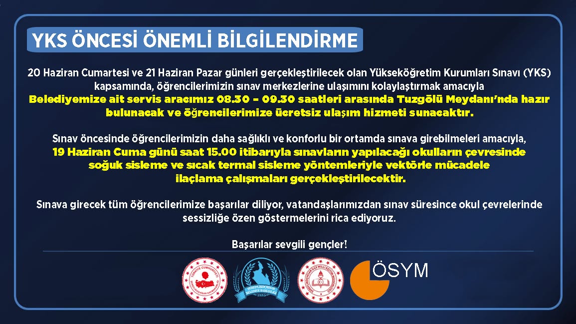 Kıymetli vatandaşlarımıza önemle duyurulur