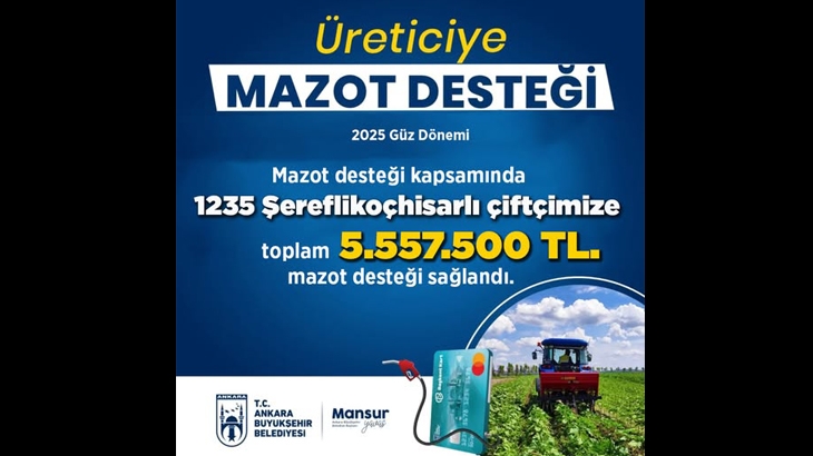5.557.500 TL mazot desteği sağlandı