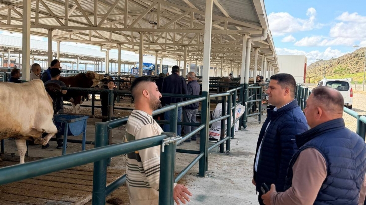 Kurban pazarını ziyaret ederek üreticilerimiz ve hemşehrilerimizle bir araya geldik