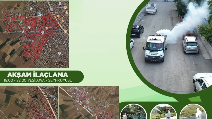 Pazartesi günü ULV (soğuk sisleme) ve termal sıcak sisleme ilaçlama çalışmalarımız yapıldı