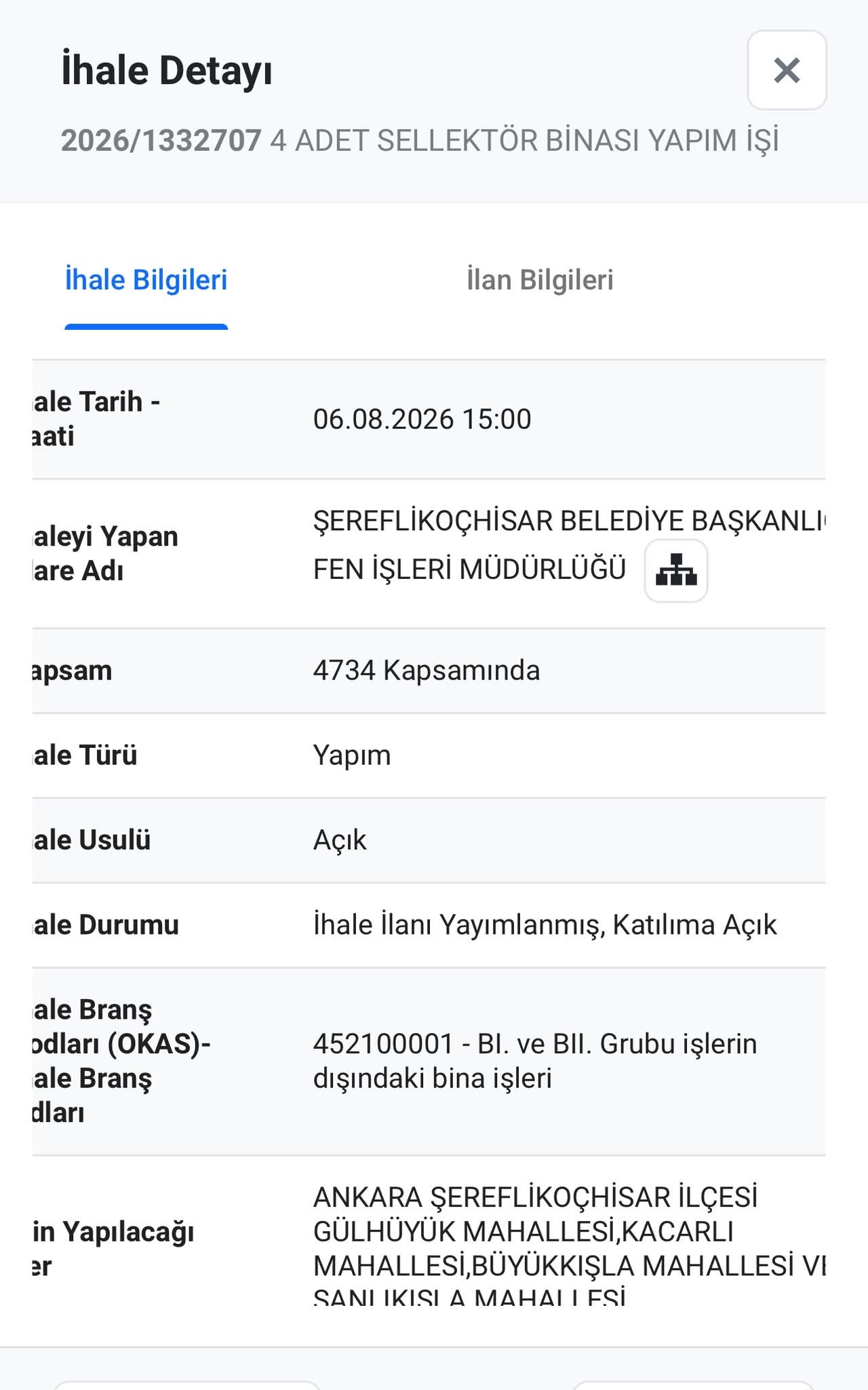 Şereflikoçhisar’ın 4 Yeni Ürün İşleme Tesisinin ihalesi yayında
